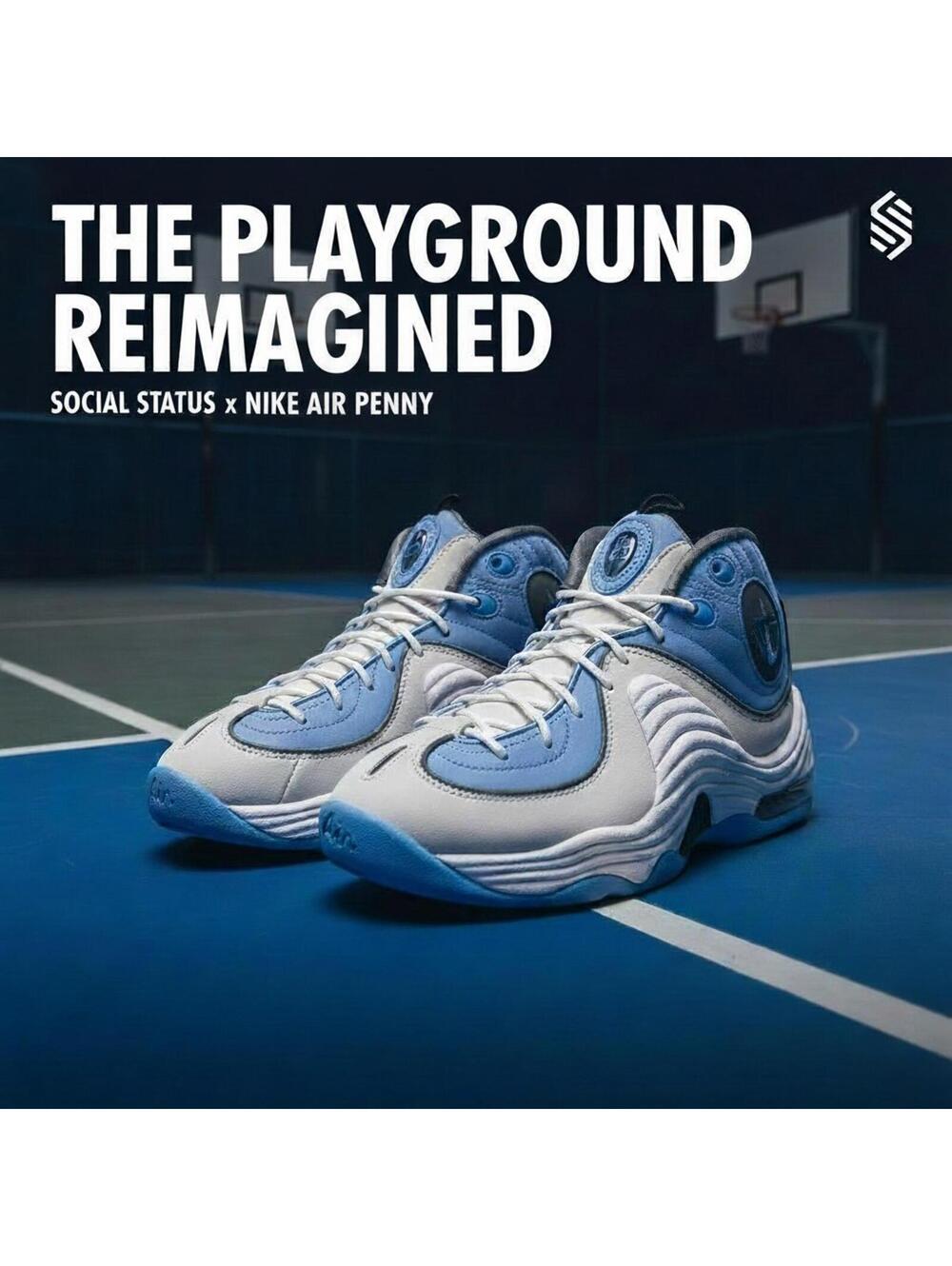 Nike Air Penny 2 Social Status White Blue DM9132-100 Men’s Size 7.5 NWOT